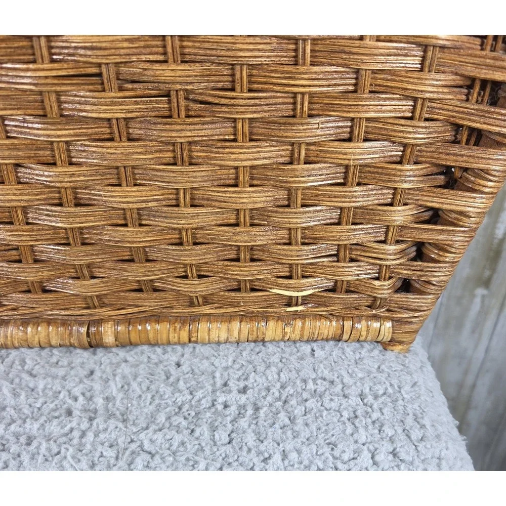 Vtg Divided Woven Wicker Storage Basket Rack Magazines Records Cottagecore Boho